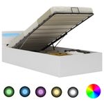 Casa si Gradina - Mobilier - Paturi si accesorii - Paturi - Cadru pat hidraulic cu lada LED alb 90x200 cm piele ecologica - Infinity.ro