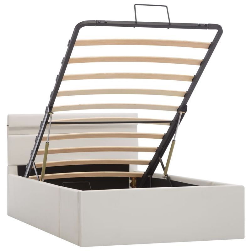 Casa si Gradina - Mobilier - Paturi si accesorii - Paturi - Cadru pat hidraulic cu lada LED alb 90x200 cm piele ecologica - Infinity.ro