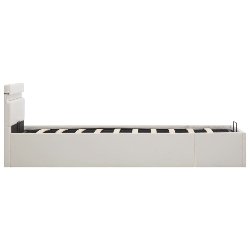 Casa si Gradina - Mobilier - Paturi si accesorii - Paturi - Cadru pat hidraulic cu lada LED alb 90x200 cm piele ecologica - Infinity.ro