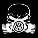 Auto si Moto - Intretinere auto - Stickere auto - Sticker auto, IMAGE, Piston skull VOLKSWAGEN, alb, 22 x 20 cm - Infinity.ro