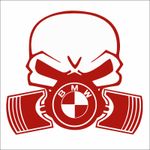 Auto si Moto - Intretinere auto - Stickere auto - Sticker auto, IMAGE, Piston skull BMW, rosu, 22 x 20 cm - Infinity.ro