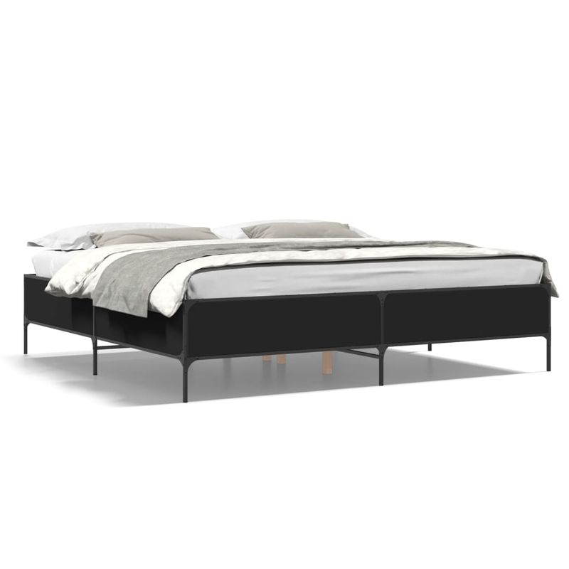 Casa si Gradina - Mobilier - Paturi si accesorii - Paturi - Cadru de pat, negru, 200x200 cm, lemn prelucrat si metal - Infinity.ro