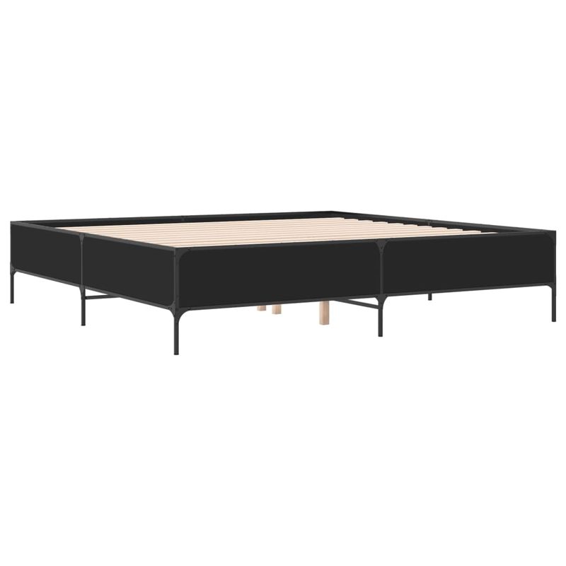 Casa si Gradina - Mobilier - Paturi si accesorii - Paturi - Cadru de pat, negru, 200x200 cm, lemn prelucrat si metal - Infinity.ro