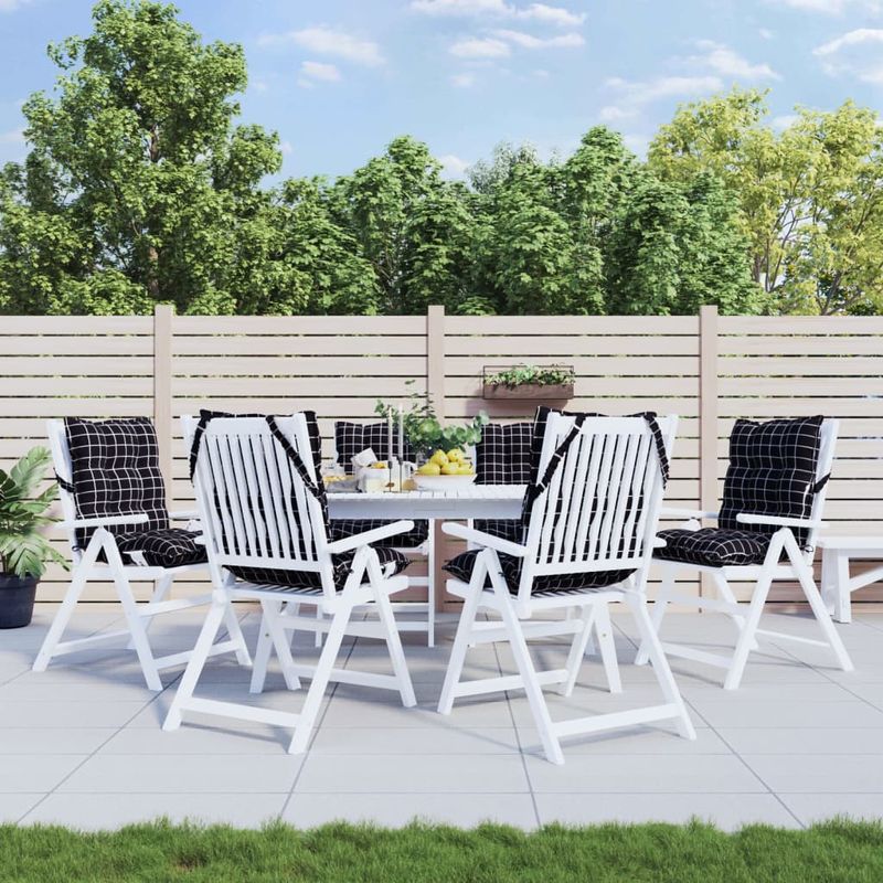 Casa si Gradina - Textile si covoare - Perne si pilote - Perne decorative - Perne scaun cu spatar mic, 6 buc., negru carouri, textil oxford - Infinity.ro