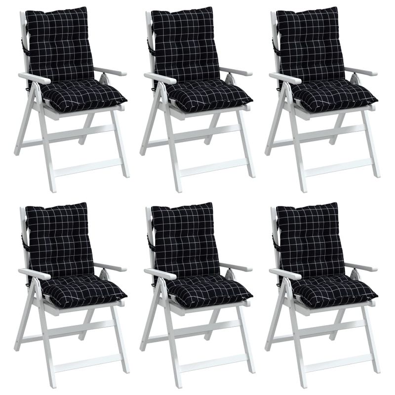 Casa si Gradina - Textile si covoare - Perne si pilote - Perne decorative - Perne scaun cu spatar mic, 6 buc., negru carouri, textil oxford - Infinity.ro