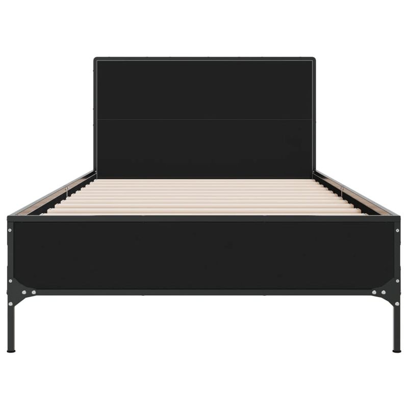 Casa si Gradina - Mobilier - Paturi si accesorii - Paturi - Cadru de pat, negru, 75x190 cm, lemn prelucrat si metal - Infinity.ro