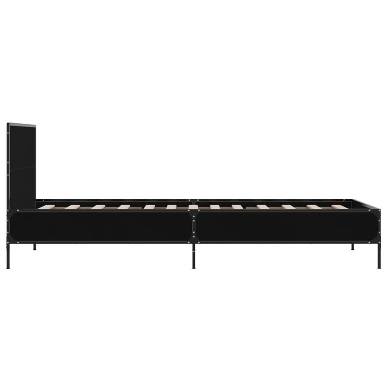 Casa si Gradina - Mobilier - Paturi si accesorii - Paturi - Cadru de pat, negru, 75x190 cm, lemn prelucrat si metal - Infinity.ro