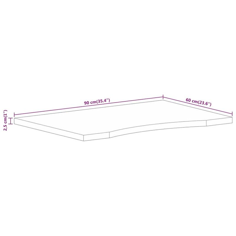 Casa si Gradina - Mobilier - Feronerie si accesorii mobila - Blat birou cu decupaj curbat 90x60x2,5 cm lemn masiv mango brut - Infinity.ro