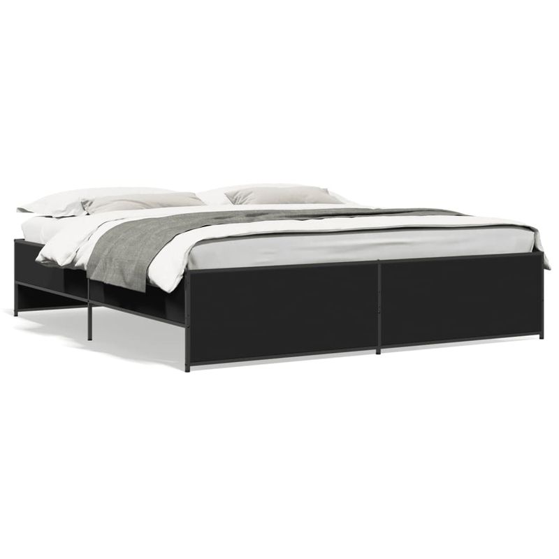 Casa si Gradina - Mobilier - Paturi si accesorii - Paturi - Cadru de pat, negru, 200x200 cm, lemn prelucrat si metal - Infinity.ro
