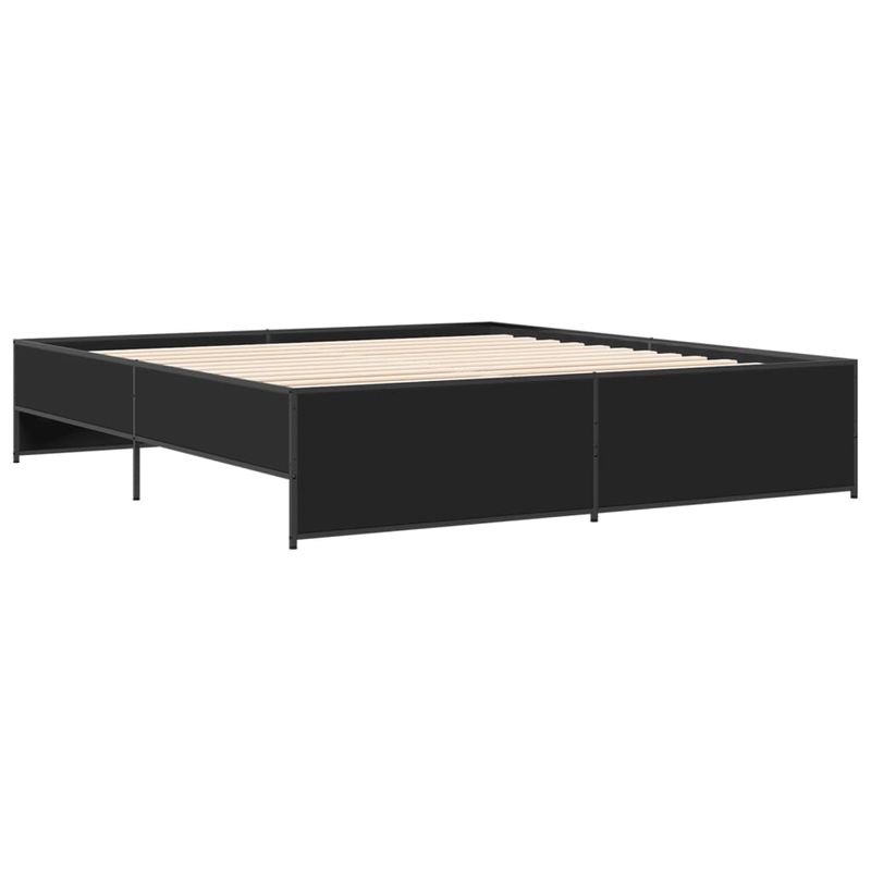 Casa si Gradina - Mobilier - Paturi si accesorii - Paturi - Cadru de pat, negru, 200x200 cm, lemn prelucrat si metal - Infinity.ro