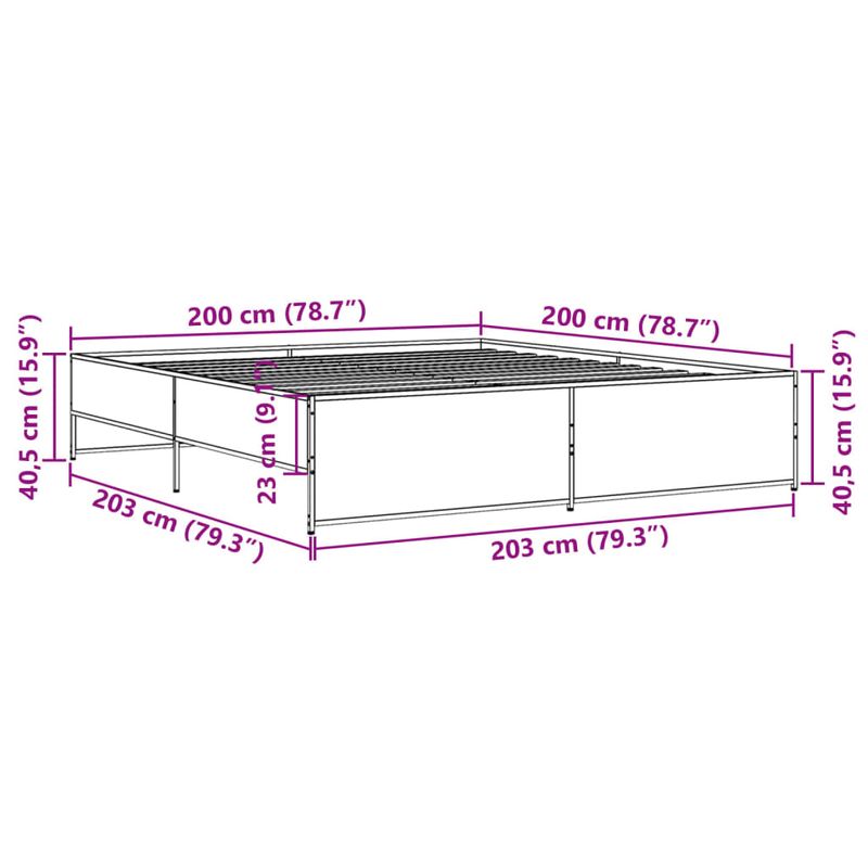 Casa si Gradina - Mobilier - Paturi si accesorii - Paturi - Cadru de pat, negru, 200x200 cm, lemn prelucrat si metal - Infinity.ro