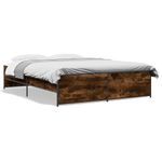 Casa si Gradina - Mobilier - Paturi si accesorii - Paturi - Cadru de pat, stejar fumuriu 150x200 cm lemn prelucrat si metal - Infinity.ro
