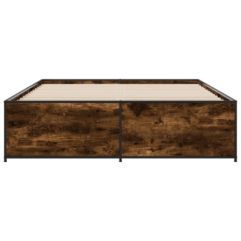 Casa si Gradina - Mobilier - Paturi si accesorii - Paturi - Cadru de pat, stejar fumuriu 150x200 cm lemn prelucrat si metal - Infinity.ro