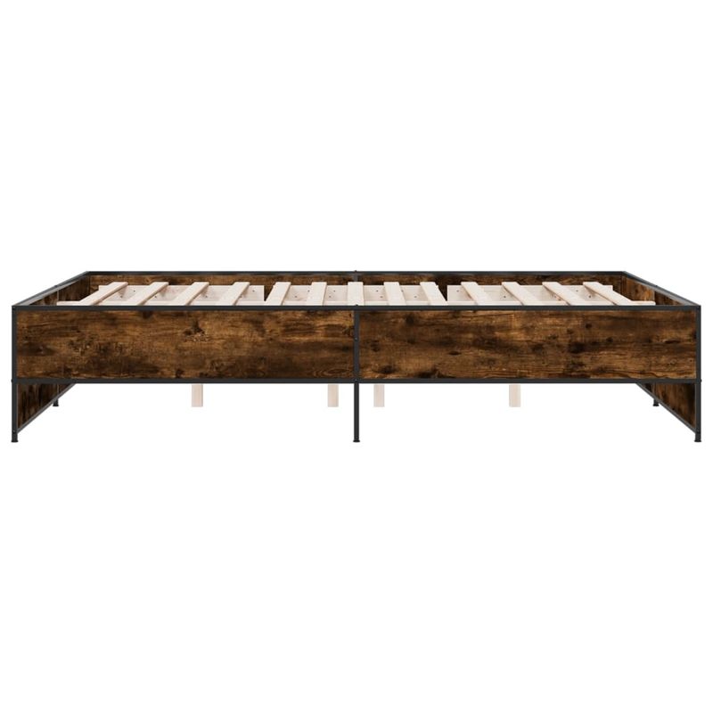 Casa si Gradina - Mobilier - Paturi si accesorii - Paturi - Cadru de pat, stejar fumuriu 150x200 cm lemn prelucrat si metal - Infinity.ro