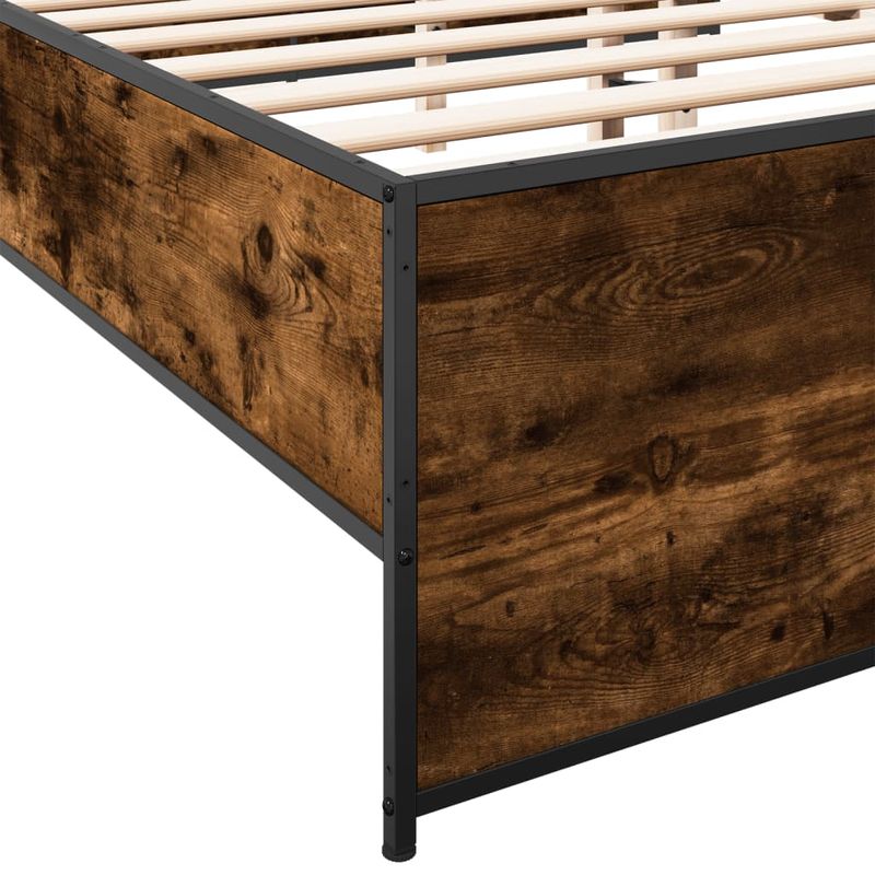 Casa si Gradina - Mobilier - Paturi si accesorii - Paturi - Cadru de pat, stejar fumuriu 150x200 cm lemn prelucrat si metal - Infinity.ro