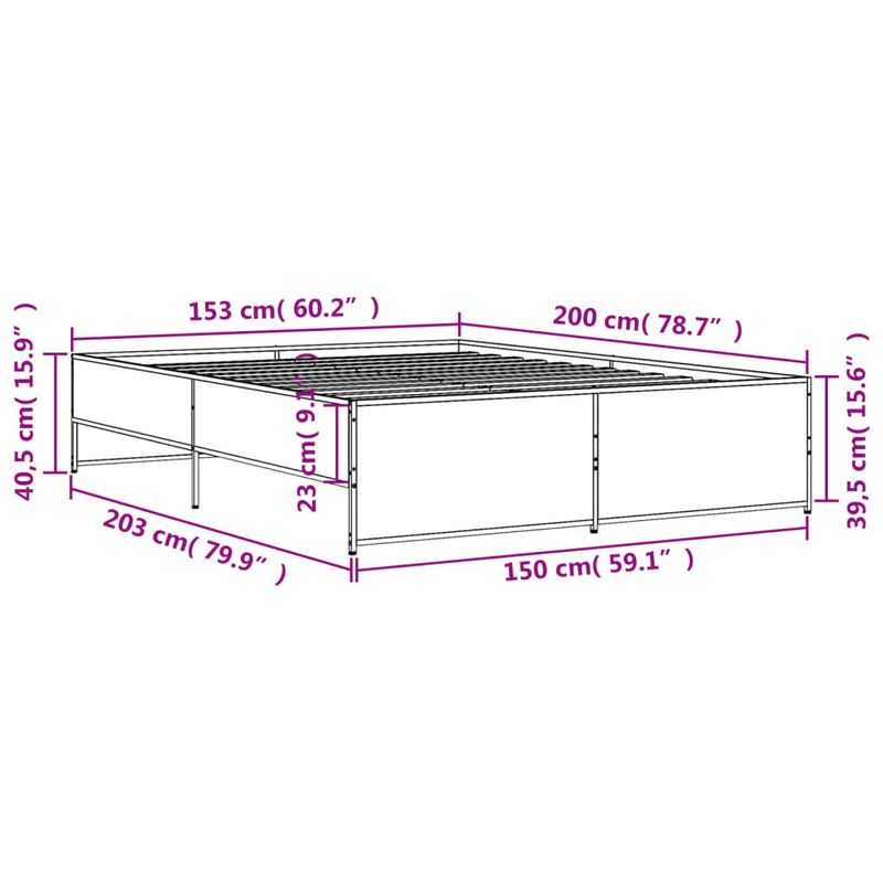 Casa si Gradina - Mobilier - Paturi si accesorii - Paturi - Cadru de pat, stejar fumuriu 150x200 cm lemn prelucrat si metal - Infinity.ro
