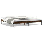 Casa si Gradina - Mobilier - Paturi si accesorii - Paturi - Cadru de pat, stejar fumuriu 200x200 cm lemn prelucrat si metal - Infinity.ro