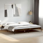 Casa si Gradina - Mobilier - Paturi si accesorii - Paturi - Cadru de pat, stejar fumuriu 200x200 cm lemn prelucrat si metal - Infinity.ro