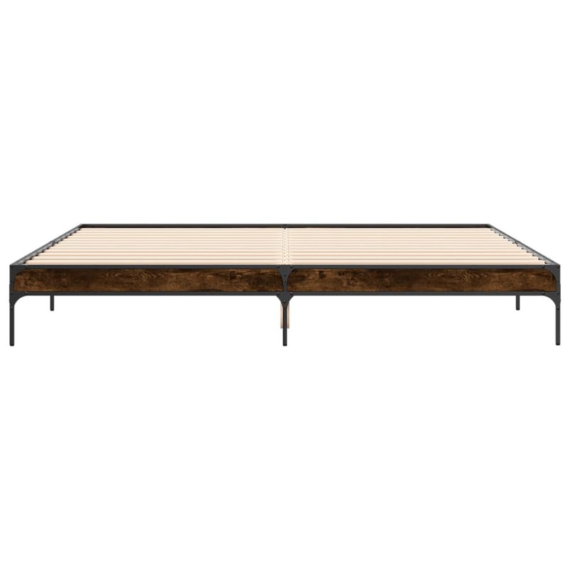 Casa si Gradina - Mobilier - Paturi si accesorii - Paturi - Cadru de pat, stejar fumuriu 200x200 cm lemn prelucrat si metal - Infinity.ro