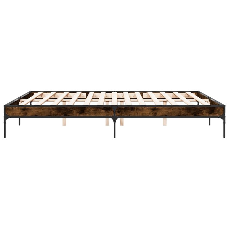 Casa si Gradina - Mobilier - Paturi si accesorii - Paturi - Cadru de pat, stejar fumuriu 200x200 cm lemn prelucrat si metal - Infinity.ro