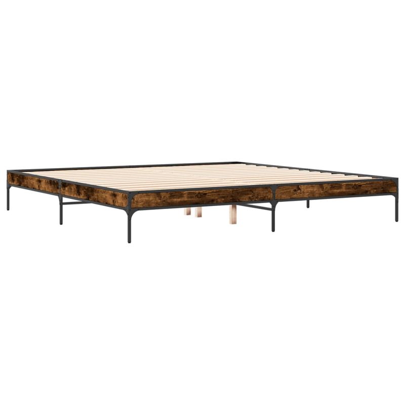 Casa si Gradina - Mobilier - Paturi si accesorii - Paturi - Cadru de pat, stejar fumuriu 200x200 cm lemn prelucrat si metal - Infinity.ro