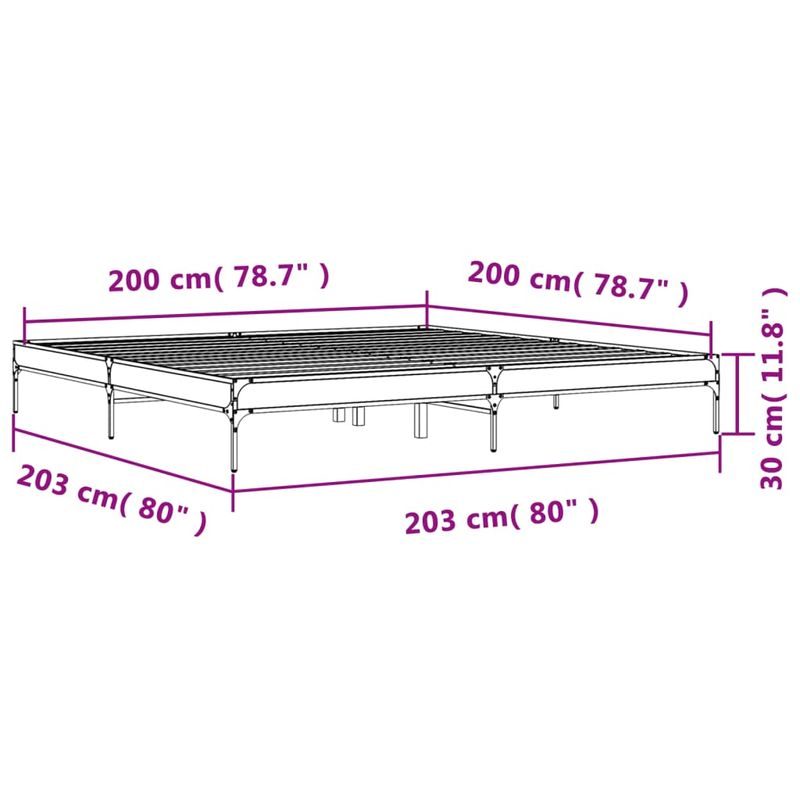 Casa si Gradina - Mobilier - Paturi si accesorii - Paturi - Cadru de pat, stejar fumuriu 200x200 cm lemn prelucrat si metal - Infinity.ro