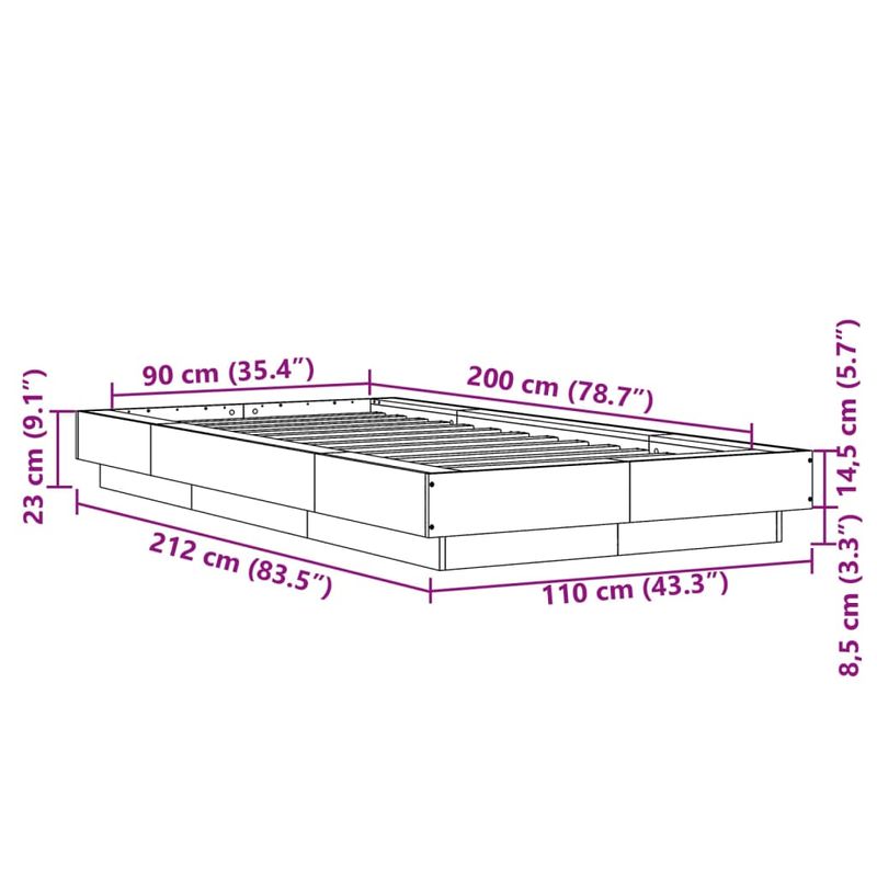 Casa si Gradina - Mobilier - Paturi si accesorii - Paturi - Cadru de pat, stejar sonoma, 90x200 cm, lemn prelucrat - Infinity.ro