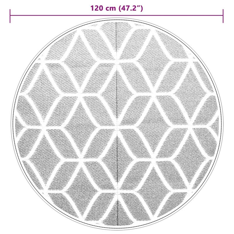 Casa si Gradina - Textile si covoare - Covoare - Covoare casa - Covor de exterior, gri și alb, diametru 120 cm, PP - Infinity.ro