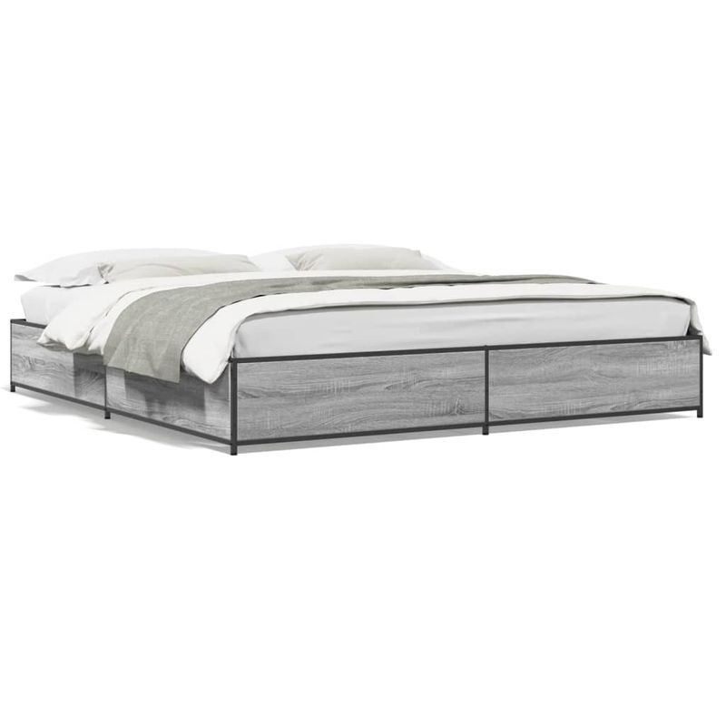 Casa si Gradina - Mobilier - Paturi si accesorii - Paturi - Cadru de pat, gri sonoma, 200x200 cm, lemn prelucrat si metal - Infinity.ro