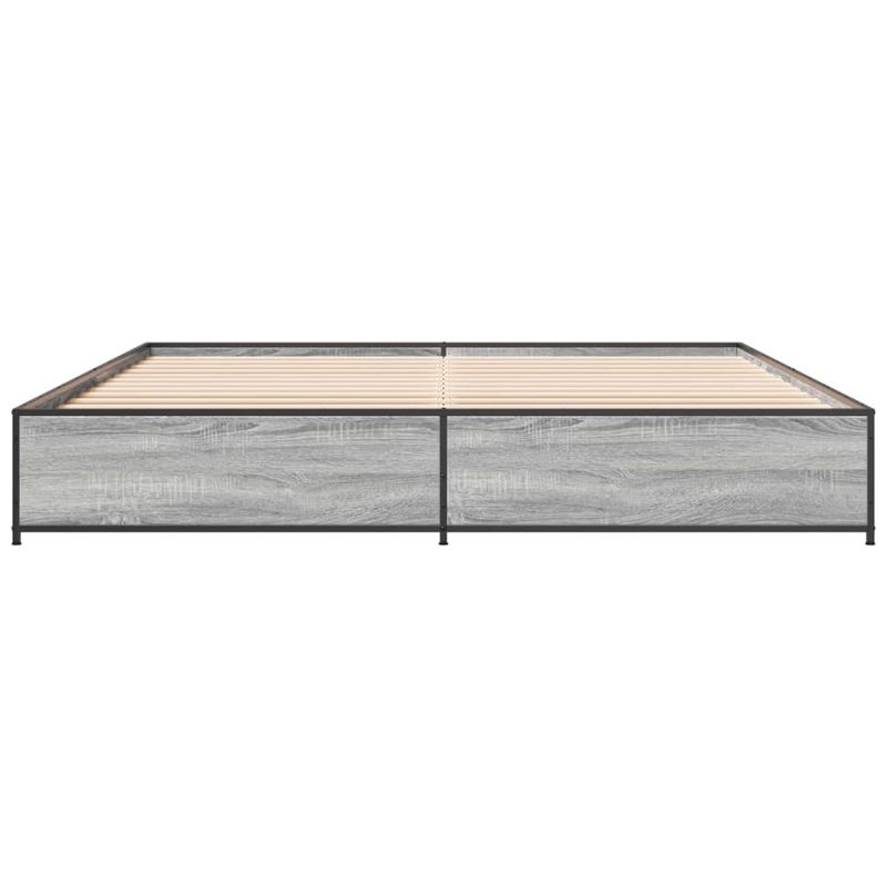 Casa si Gradina - Mobilier - Paturi si accesorii - Paturi - Cadru de pat, gri sonoma, 200x200 cm, lemn prelucrat si metal - Infinity.ro