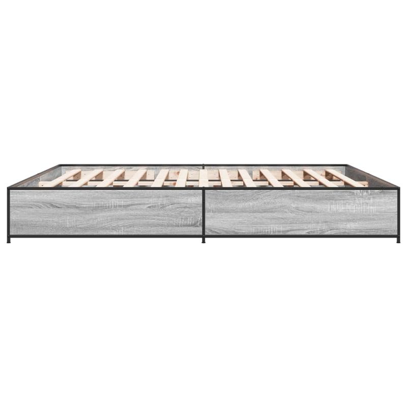Casa si Gradina - Mobilier - Paturi si accesorii - Paturi - Cadru de pat, gri sonoma, 200x200 cm, lemn prelucrat si metal - Infinity.ro