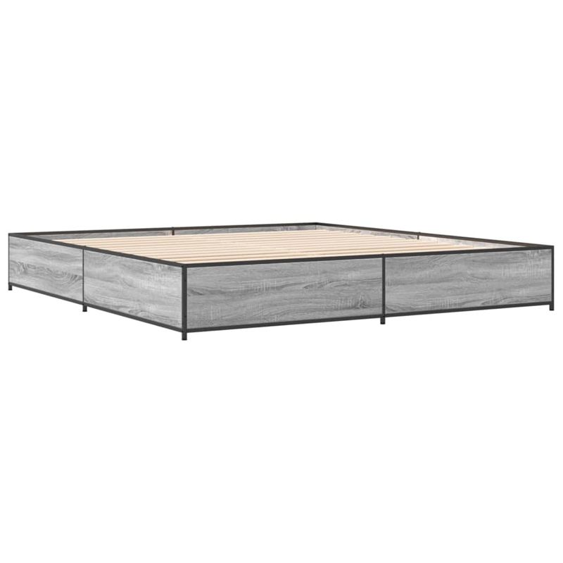 Casa si Gradina - Mobilier - Paturi si accesorii - Paturi - Cadru de pat, gri sonoma, 200x200 cm, lemn prelucrat si metal - Infinity.ro