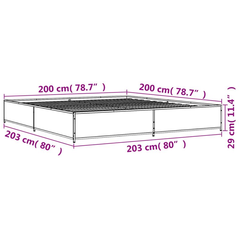 Casa si Gradina - Mobilier - Paturi si accesorii - Paturi - Cadru de pat, gri sonoma, 200x200 cm, lemn prelucrat si metal - Infinity.ro
