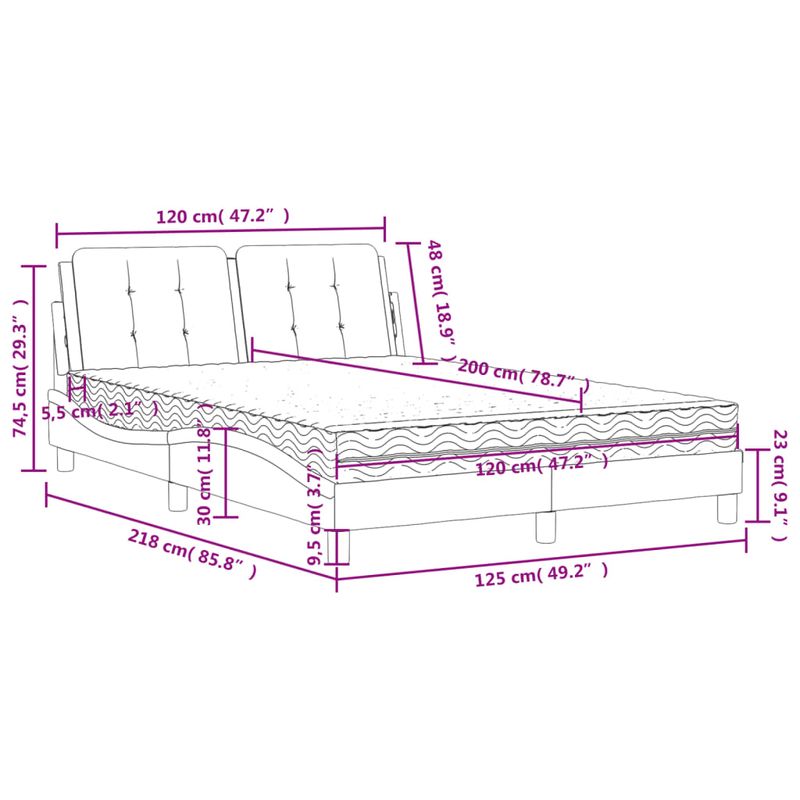 Casa si Gradina - Mobilier - Paturi si accesorii - Paturi - Pat cu saltea, cappuccino, 120x200cm piele ecologica - Infinity.ro