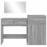 Casa si Gradina - Mobilier - Comode si corpuri - Masute de toaleta - Set de masuta de toaleta, 3 piese, gri sonoma, lemn prelucrat - Infinity.ro