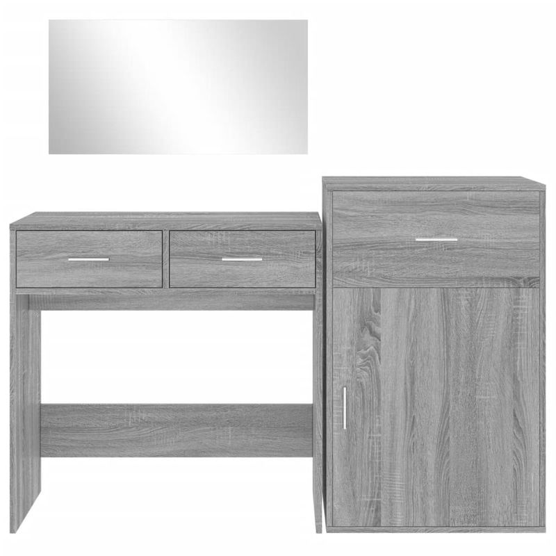 Casa si Gradina - Mobilier - Comode si corpuri - Masute de toaleta - Set de masuta de toaleta, 3 piese, gri sonoma, lemn prelucrat - Infinity.ro