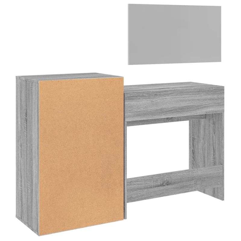 Casa si Gradina - Mobilier - Comode si corpuri - Masute de toaleta - Set de masuta de toaleta, 3 piese, gri sonoma, lemn prelucrat - Infinity.ro