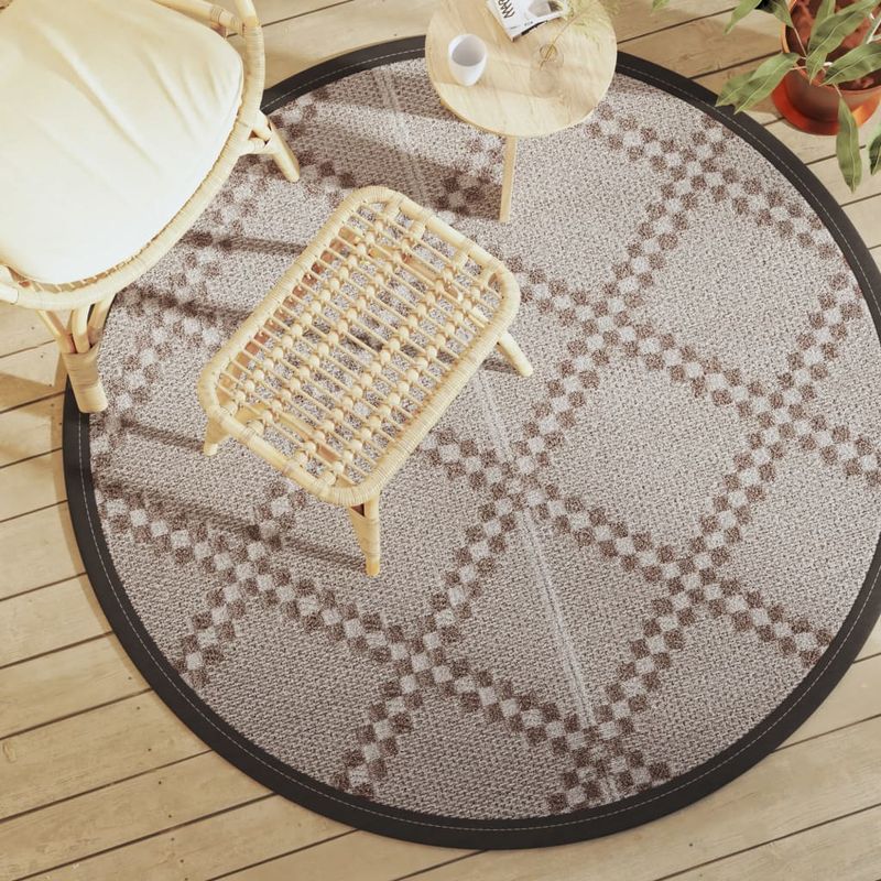 Casa si Gradina - Textile si covoare - Covoare - Covoare casa - Covor de exterior, maro și alb, diametru 160 cm, PP - Infinity.ro