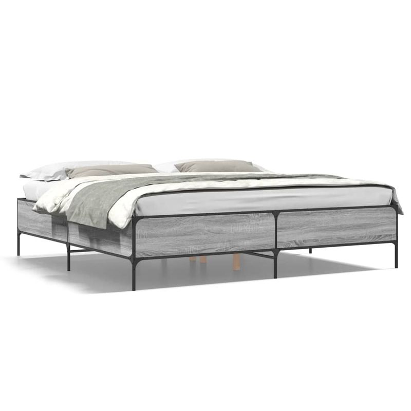Casa si Gradina - Mobilier - Paturi si accesorii - Paturi - Cadru de pat, gri sonoma, 200x200 cm, lemn prelucrat si metal - Infinity.ro