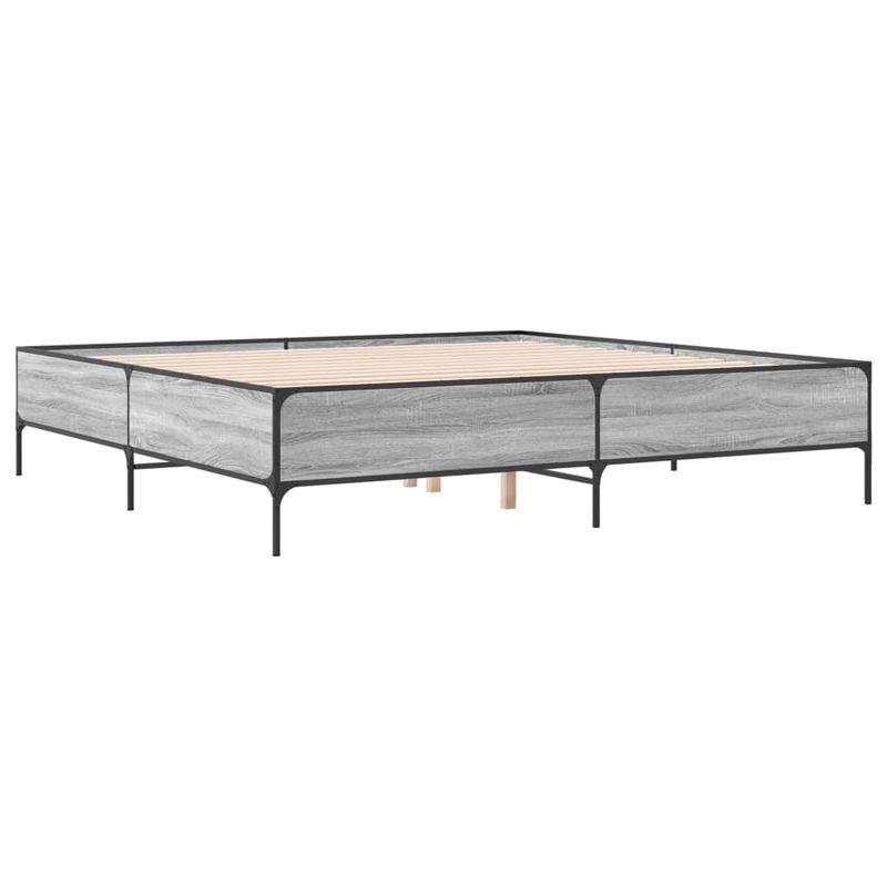 Casa si Gradina - Mobilier - Paturi si accesorii - Paturi - Cadru de pat, gri sonoma, 200x200 cm, lemn prelucrat si metal - Infinity.ro