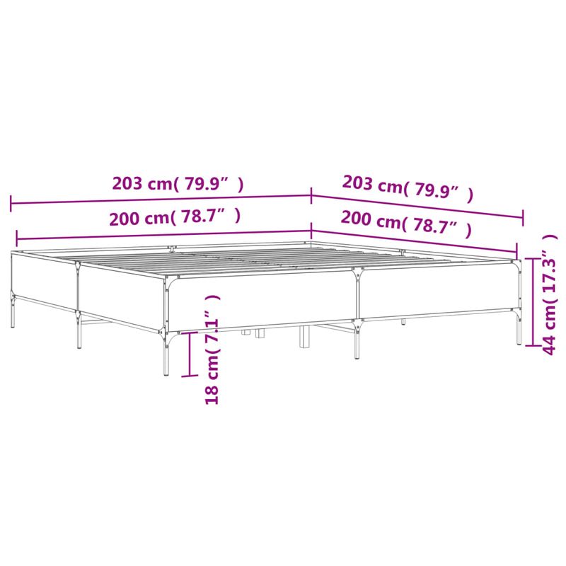 Casa si Gradina - Mobilier - Paturi si accesorii - Paturi - Cadru de pat, gri sonoma, 200x200 cm, lemn prelucrat si metal - Infinity.ro