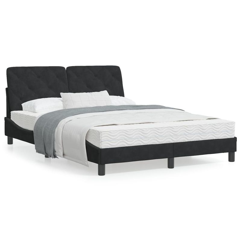 Casa si Gradina - Mobilier - Paturi si accesorii - Paturi - Pat cu saltea, negru, 140x200 cm, catifea - Infinity.ro
