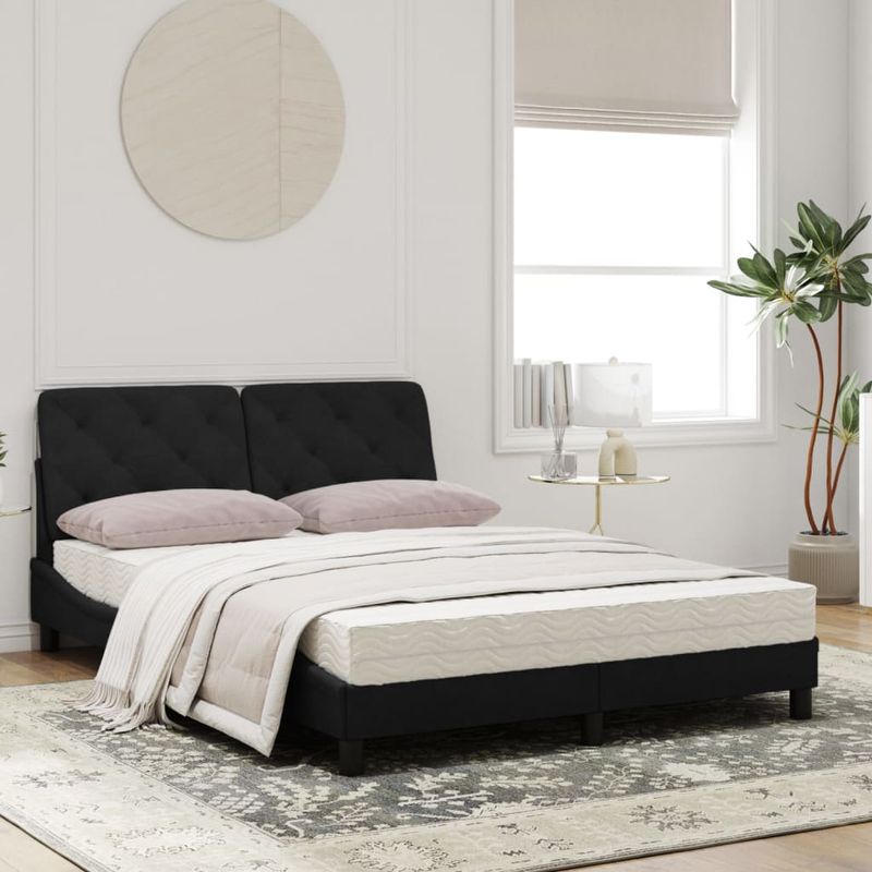 Casa si Gradina - Mobilier - Paturi si accesorii - Paturi - Pat cu saltea, negru, 140x200 cm, catifea - Infinity.ro