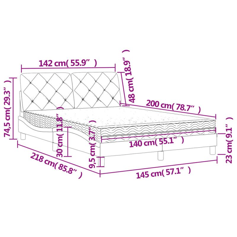 Casa si Gradina - Mobilier - Paturi si accesorii - Paturi - Pat cu saltea, negru, 140x200 cm, catifea - Infinity.ro