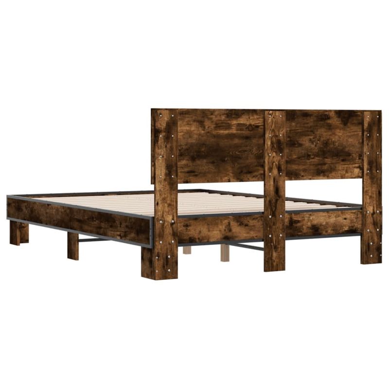 Casa si Gradina - Mobilier - Paturi si accesorii - Paturi - Cadru de pat, stejar fumuriu 120x200 cm lemn prelucrat si metal - Infinity.ro