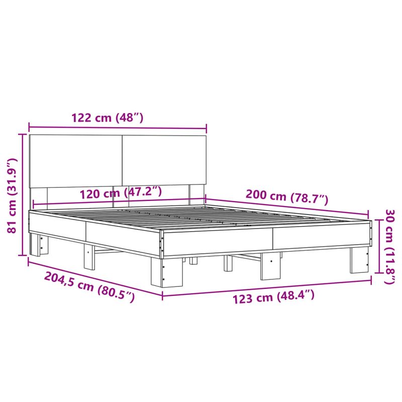 Casa si Gradina - Mobilier - Paturi si accesorii - Paturi - Cadru de pat, stejar fumuriu 120x200 cm lemn prelucrat si metal - Infinity.ro
