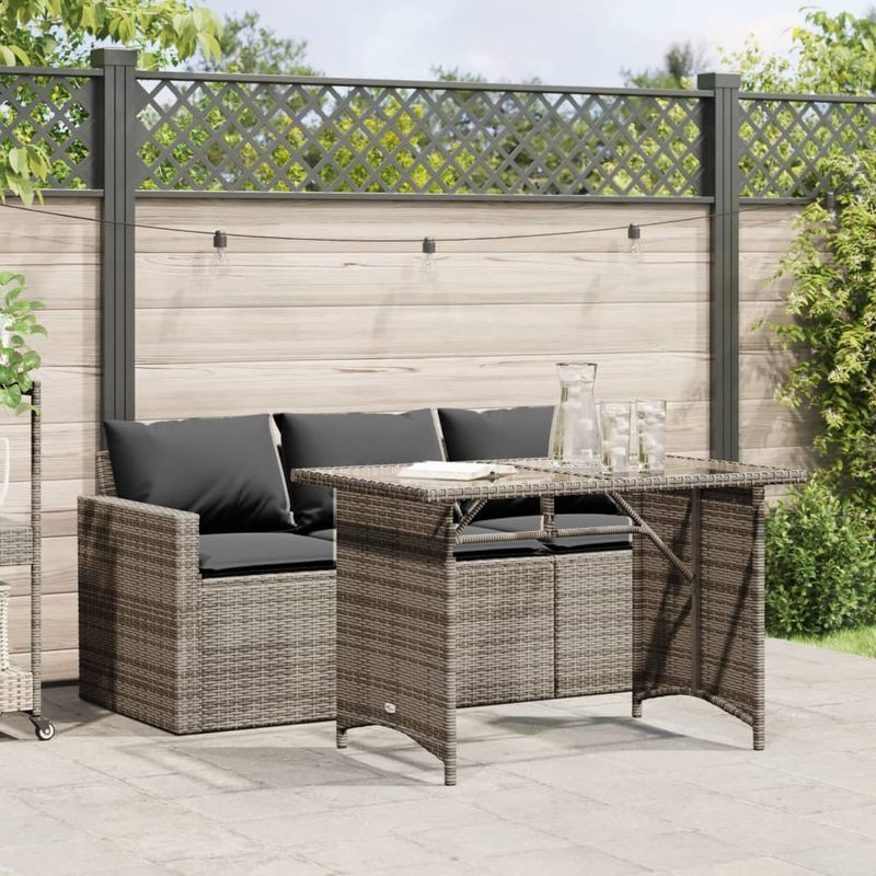 Casa si Gradina - Gradina si terasa - Mobilier exterior - Seturi mobila gradina - Set mobilier de gradina cu perne, 2 piese, gri, poliratan - Infinity.ro