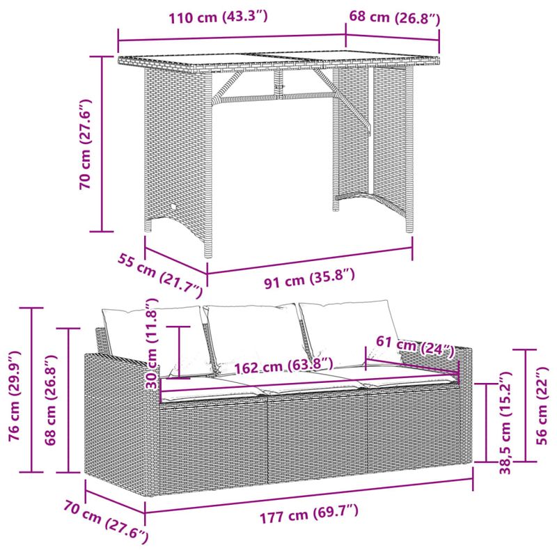Casa si Gradina - Gradina si terasa - Mobilier exterior - Seturi mobila gradina - Set mobilier de gradina cu perne, 2 piese, gri, poliratan - Infinity.ro