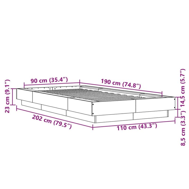 Casa si Gradina - Mobilier - Paturi si accesorii - Paturi - Cadru de pat, stejar maro, 90x190 cm, lemn prelucrat - Infinity.ro