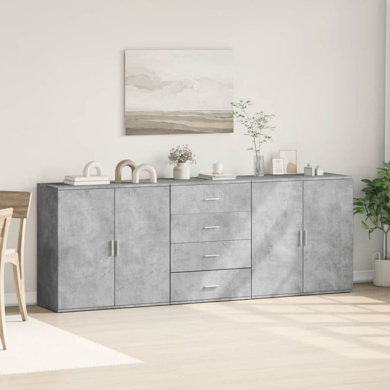 Casa si Gradina - Mobilier - Comode si corpuri - Comode - Servante, 3 piese, gri beton, lemn prelucrat - Infinity.ro